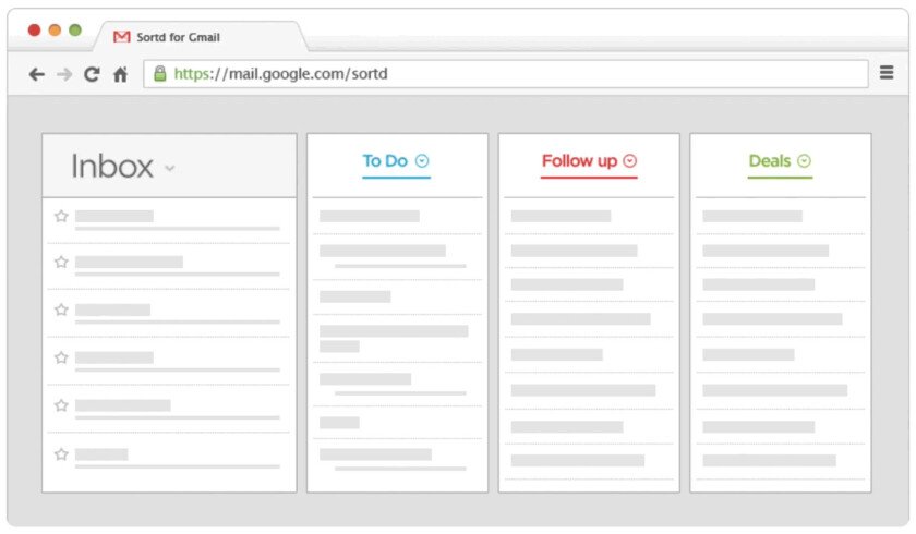 Интерфейс Sortd Gmail