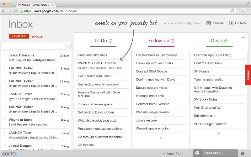 Функции Sortd Gmail